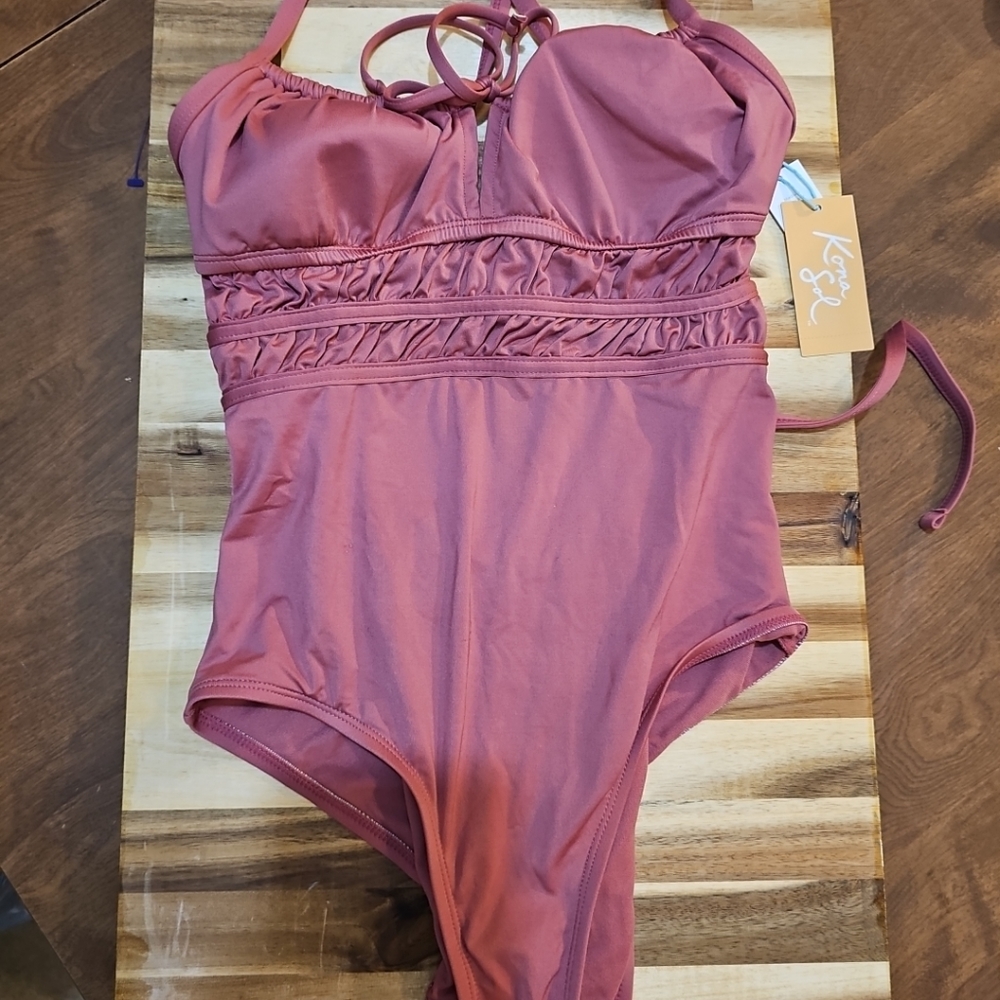 NWT Kona Sol Womens swimsuit  Mauve Size small 4-6 one piece